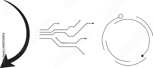 Set of 3 abstract technology and arrow vector icons for digital design elements
