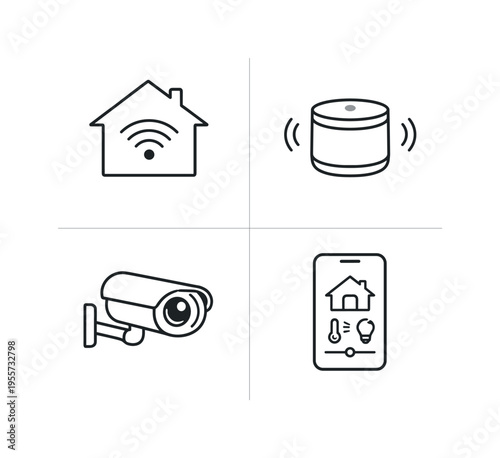 Smart home device network illustrating integrated digital household technology that improves safety, convenience, and energy management in connected living spaces, presented as