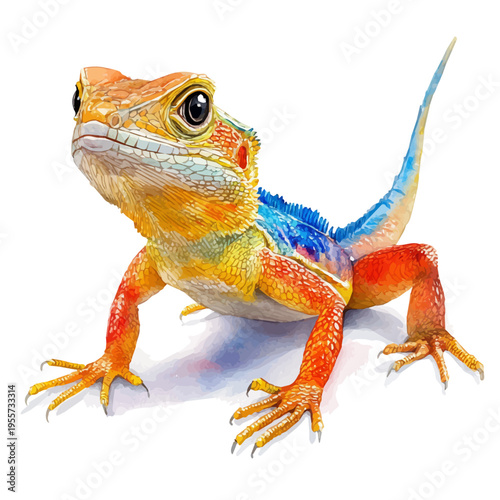 watercolor of Small Pet Lizard draw illustration, isolated on a white background.