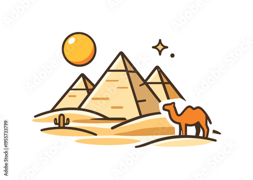 Cultural exploration and global travel inspired by the legendary pyramids standing in a quiet desert environment representing ancient engineering achievements, a pyramid silhouette