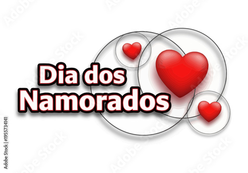 Dia dos namorados logo with red hearts