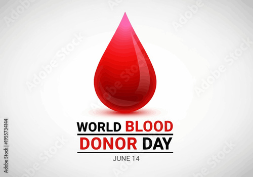 World blood donor day poster with a red blood drop