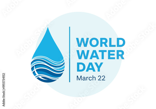 World water day logo with a blue water droplet on light blue