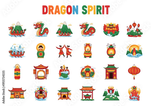 Vibrant dragon spirit stickers on with colorful designs