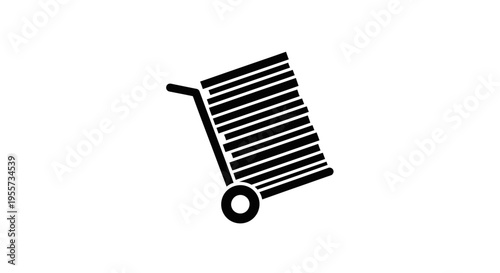 Hand Truck Icon with Stacked Boxes, Warehouse Logistics and Delivery Service Symbol
