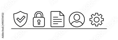 User data privacy management and transparent policy compliance supporting secure digital platforms and responsible information handling, shield checkmark, lock, document file, user