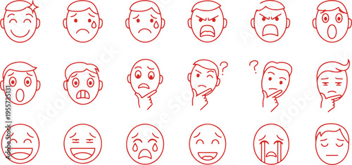Collection of expressive cartoon faces depicting various emotions and reactions