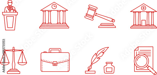 Icons representing various professional and legal fields of expertise