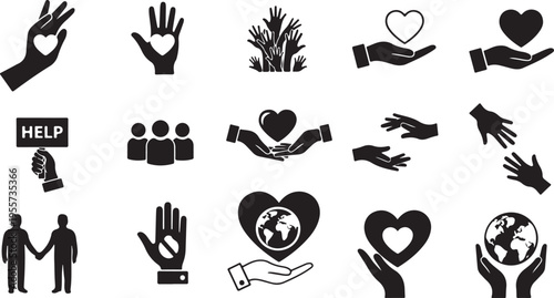 Collection of charitable and medical healthcare icons