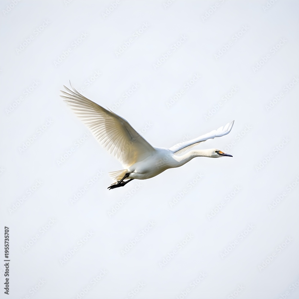 Fototapeta premium White bird in flight against a clear sky
