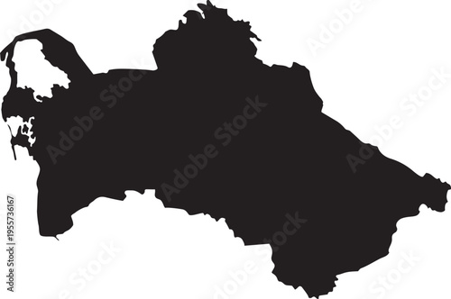 Black silhouette map of Turkmenistan a simple vector graphic for informational use isolated on a white background
