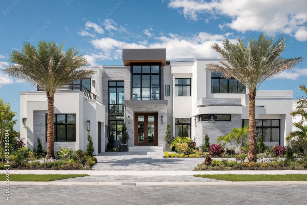 Obraz premium Contemporary tropical villa with glass facade