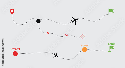 Airplane route with dotted flight path. dotted flight path illustration.Travel vector illustration.