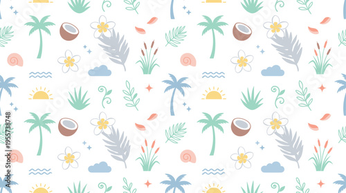 Peaceful island atmosphere and calming plant observation with gentle tropical botanical concept