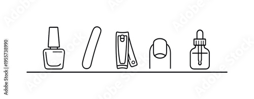 Self care beauty routine and simple nail grooming habits supporting healthy nails and relaxing personal maintenance at home, a nail polish bottle, a nail file, a nail clipper, a