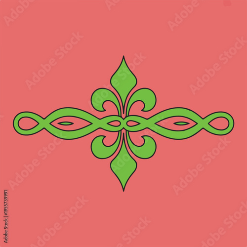Green fleur-de-lis symbol on a pink background
