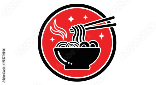 Noodles bowl with chopsticks vector illustration