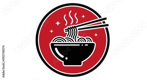 Noodles bowl with chopsticks vector illustration
