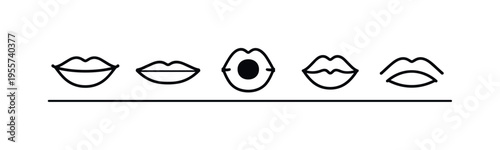 Lip expression icons representing emotional reactions and facial communication cues often used in messaging, design systems, and visual storytelling for human interaction, a