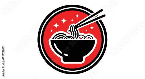Noodles bowl with chopsticks vector illustration