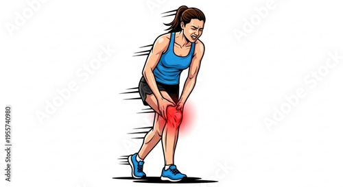 A woman clutching her knee in pain during a workout