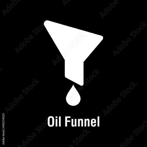 Minimalist White Oil Funnel with Single Drop of Oil Falling Vector Icon 