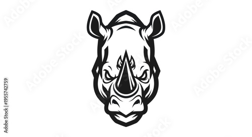 Rhino head illustration on white background