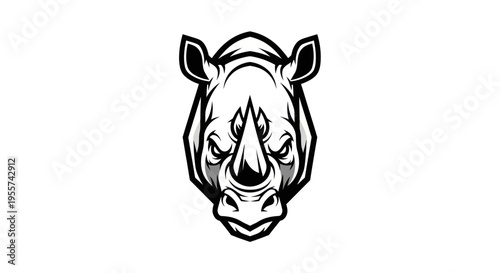 Rhino head illustration on white background