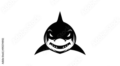 Shark silhouette graphic against white