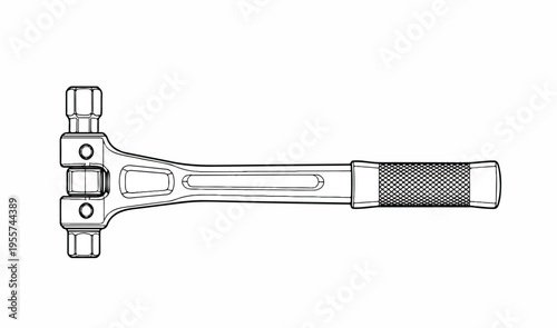 Scaffolding Ratchet Wrench Hand Tool Outline Vector Illustration