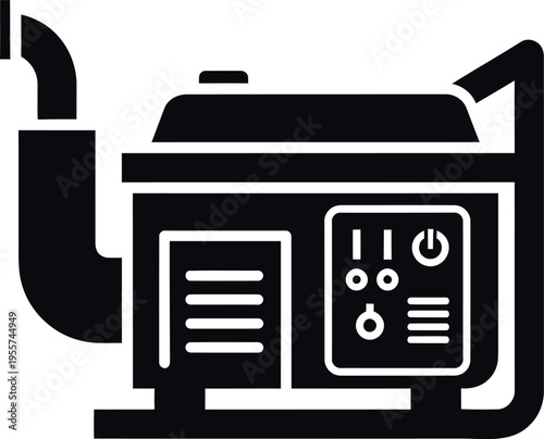 Electric Power Generator Icon Dark silhouette of a portable generator with exhaust and control