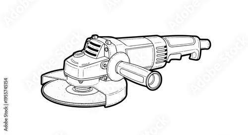 Industrial Electric Angle Grinder Power Tool Outline Vector Illustration