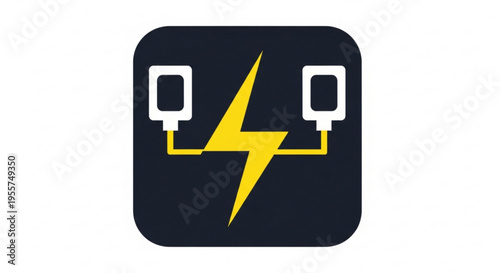 Mobile phone battery charging icon with yellow lightning bolt symbol on dark background