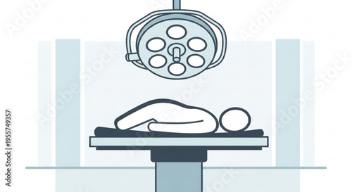 Person lying on operating table under surgical light in hospital setting for medical procedure