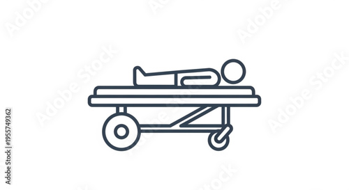 Person on hospital gurney or stretcher in medical setting with wheels