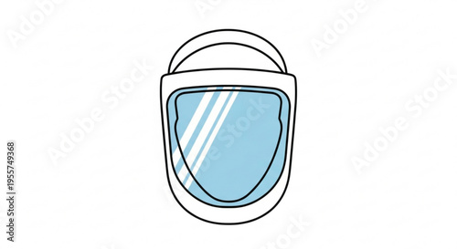 Futuristic astronaut helmet with blue visor and white stripes on a plain background