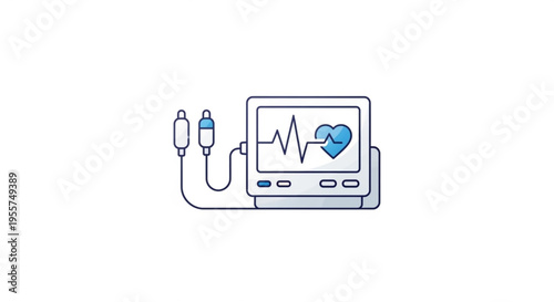 Photos Medical monitor displaying heart rate and pulse on screen with electrode and cab