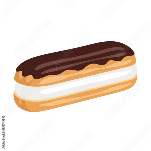 A delicious eclair pastry dessert.