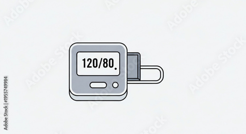 Blood pressure monitor device with cuff showing 12080 reading on screen medical technology for health check