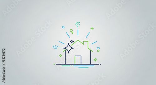 Smart home technology and internet of things concept with house icon and connectivity symbols