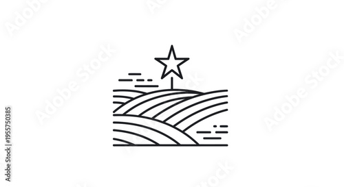 Star above the rolling hills illustration