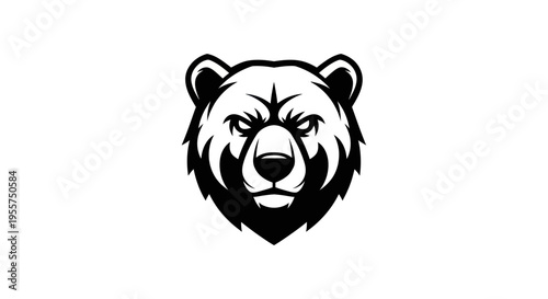 Stylized black and white bear head illustration