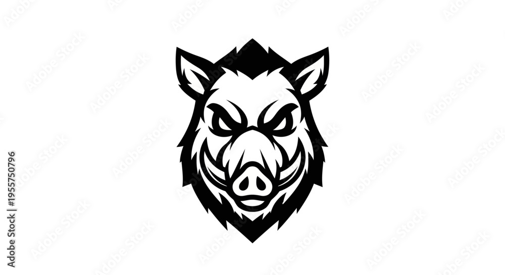 Fototapeta premium Stylized boar head graphic on white