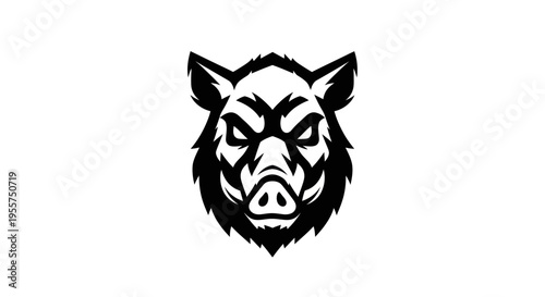 Stylized boar head graphic on white