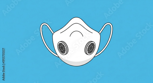 Respiratory protection face mask with filters on blue background for safety and health