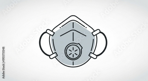 Gray protective face mask with filter and elastic straps for safety and health protection