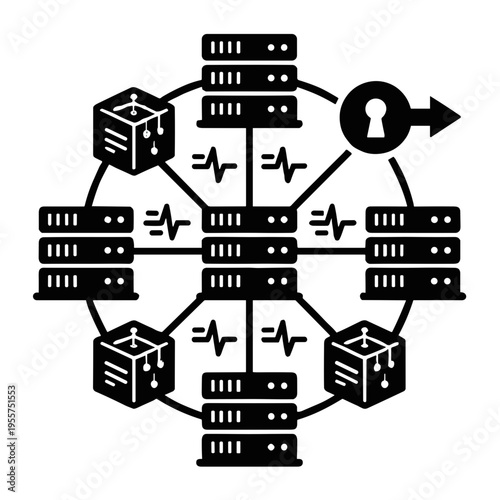 icon distributed network diagram vector illustration