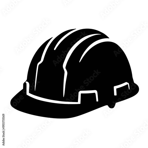 construction helmet isolated on silhouette vector illustration 
