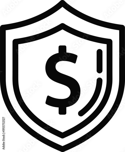Financial growth and protection concept with dollar sign shield logo