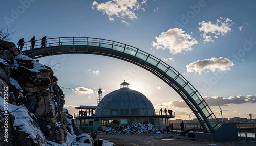 Glass Bridge Over Winter Dome